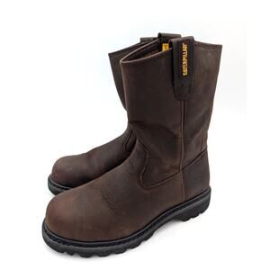 CAT Revolver Steel Toe Work Boots Men's Leather Brown Size US8.5 EU41.5